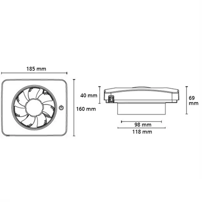 Extractor de baño Svensa PureAir con sensor de olores 100-125 mm