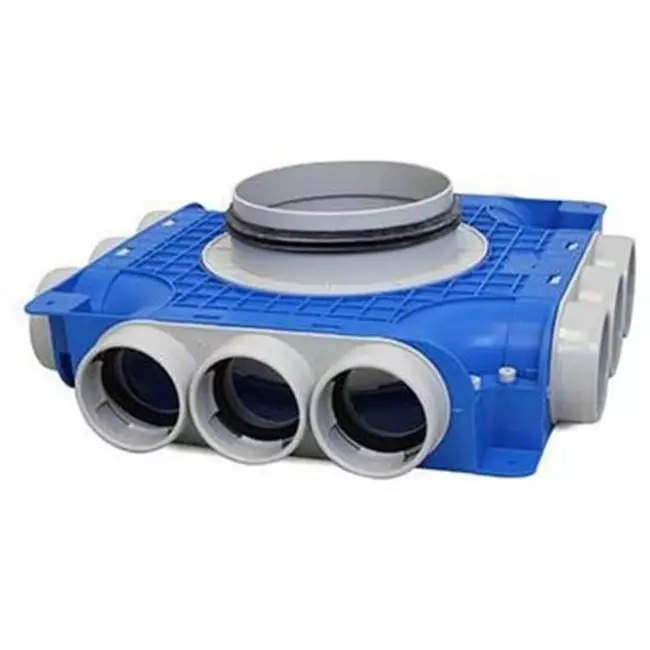 Caja de subdistribución Vent-Axia Uniflexplus con 12x Ø69 mm conexión laterial con boquilla Ø125 mm