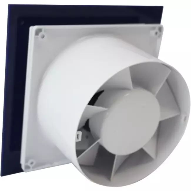 Air Roxy extractor de baño con diámetro de conexión 100 mm con temporizador y inicio retardado - frontal de plástico azul