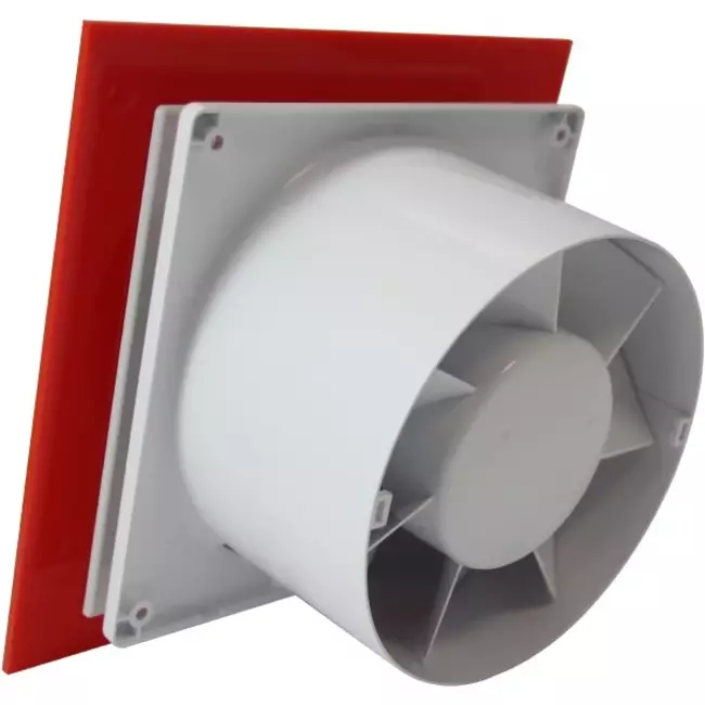Air Roxy extractores de baño con diámetro de conexión de 125 mm con temporizador - frontal de plástico rojo