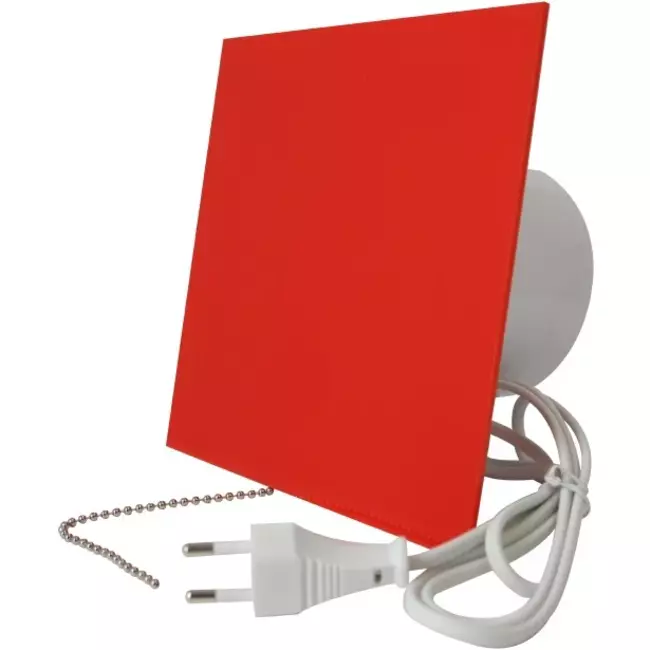 Air Roxy extractores de baño con diámetro de conexión de 100 mm con interruptor de cuerda y enchufe - frontal de plástico rojo