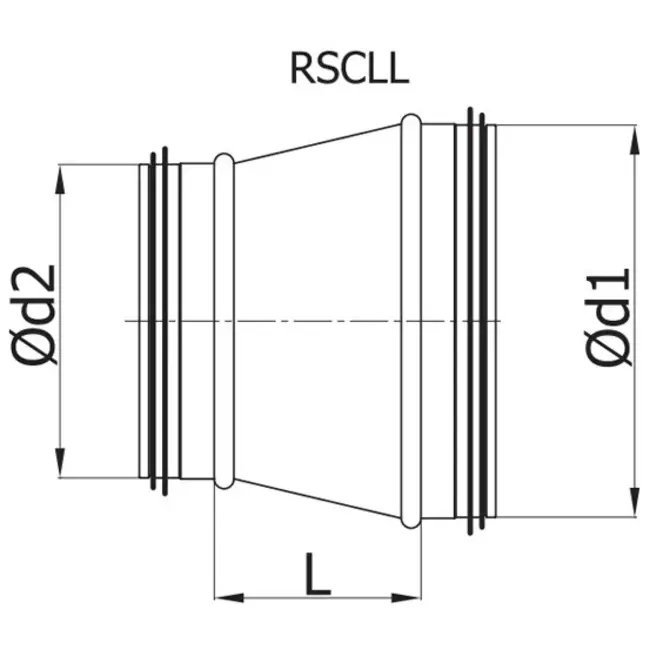 Reductor de Ø 315 mm - Ø 125 mm para tubos helicoidales