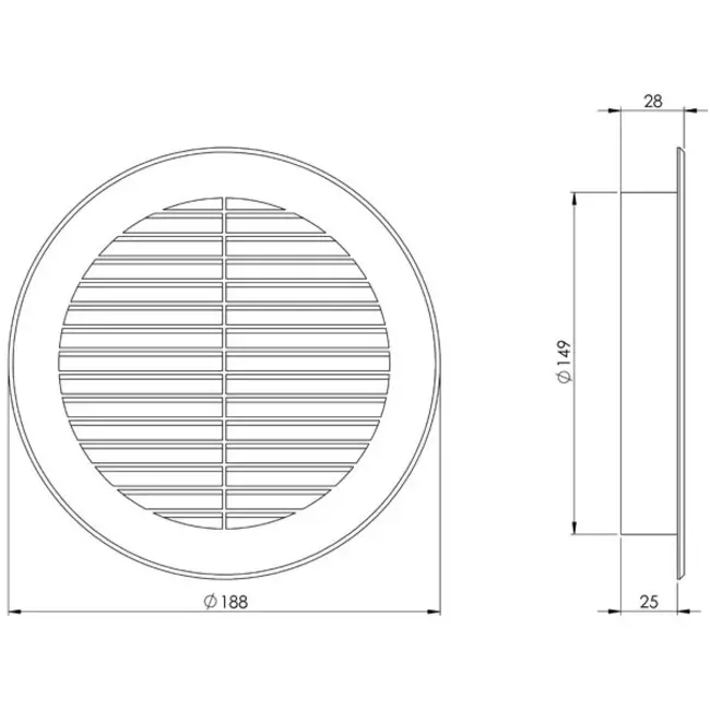 Diámetro de la rejilla 150 mm marrón - VR150B