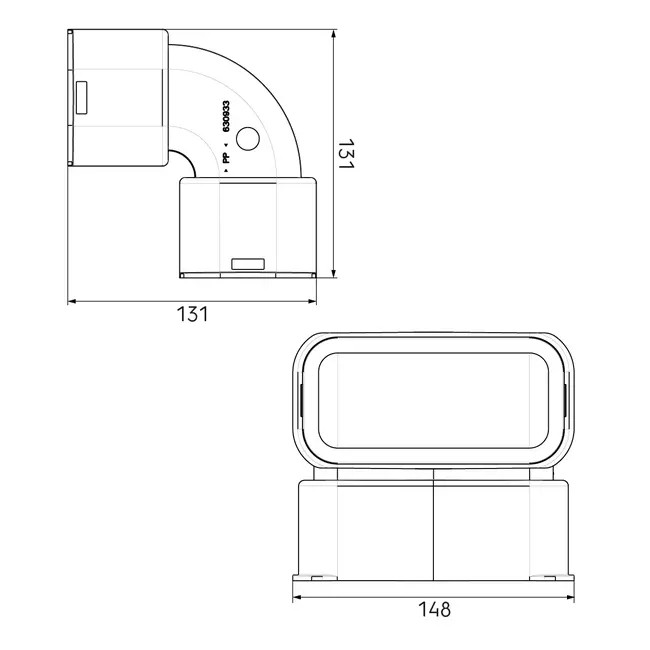 Codo vertical del kit Ubbink Air Excellent 55SC