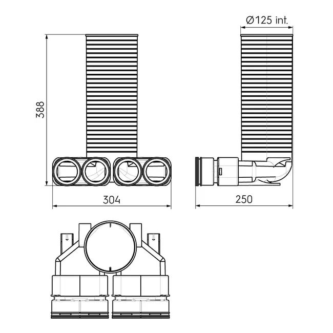 Adaptador de válvula Ubbink Air Excellent 23C 125 4x90