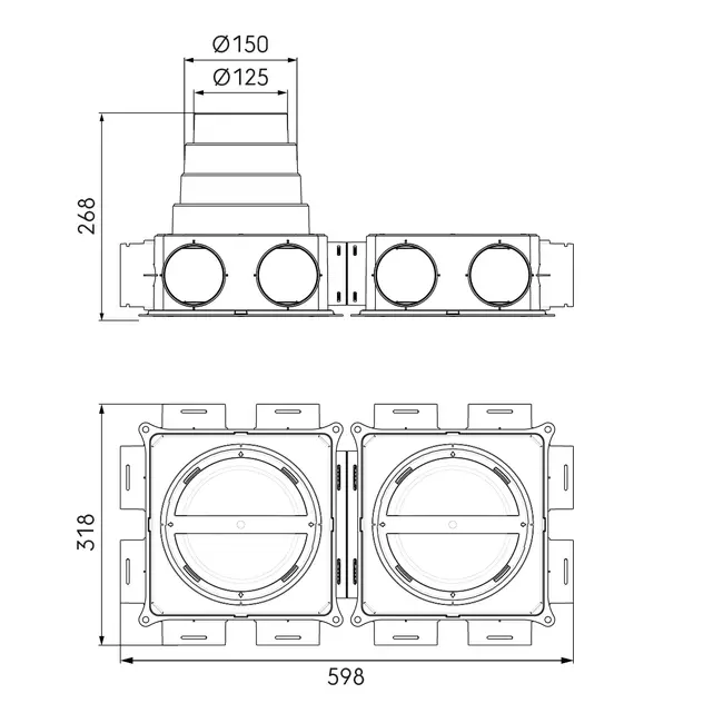 Ubbink caja de distribución de aire DBOX212 V180HE