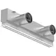 Rejilla lineal de aluminio con 2 láminas de patrón ajustables – 1250 mm – RAL 9016 + plenum aislado acústicamente con válvula reguladora de caudal de aire