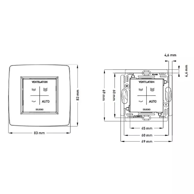 Interruptor de control Duco RF/BAT negro