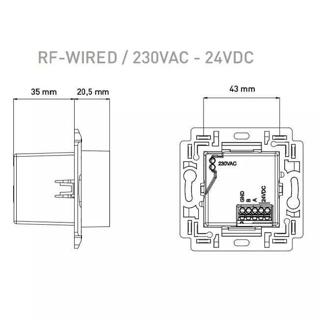 Interruptor de control Duco RF/BAT negro