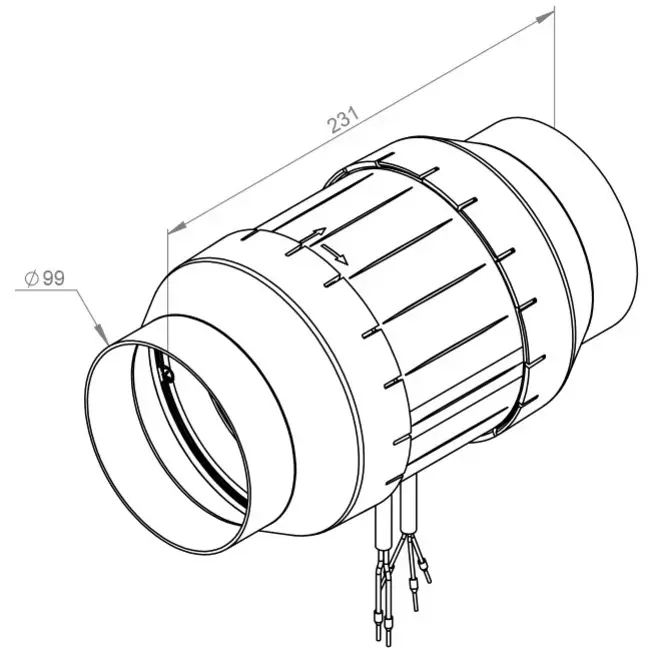 Ventilador de tubo 100mm caudal mixto ETAMASTER - EM 100L EC 01
