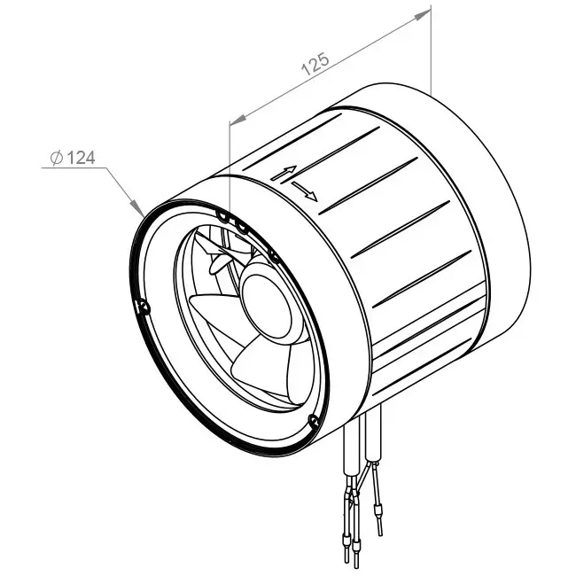 Ventilador de tubo 125mm flujo mixto ETAMASTER - EM 125 EC 02