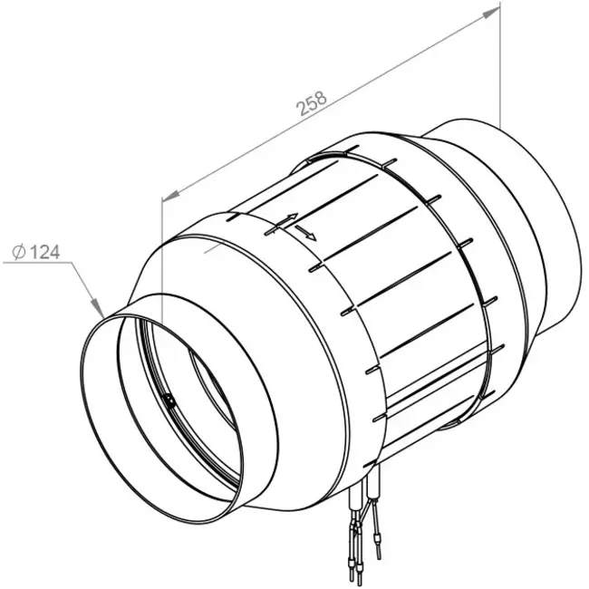 Ventilador de tubo 125mm flujo mixto ETAMASTER - EM 125L EC 02