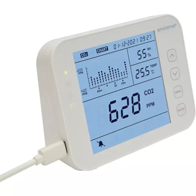 Medidor de CO2 EnviSense con registrador de datos - incluye panel de control digital