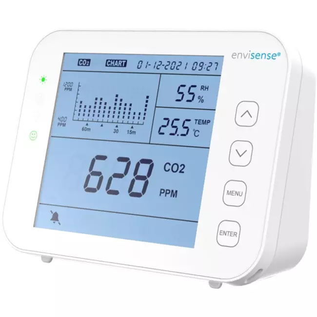 Medidor de CO2 EnviSense con registrador de datos - incluye panel de control digital