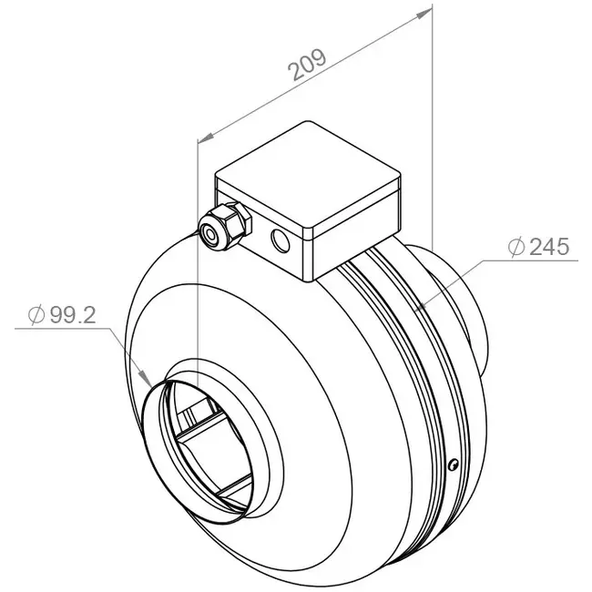 Ventilador de tubo 100mm centrífuga - RS 100L 20