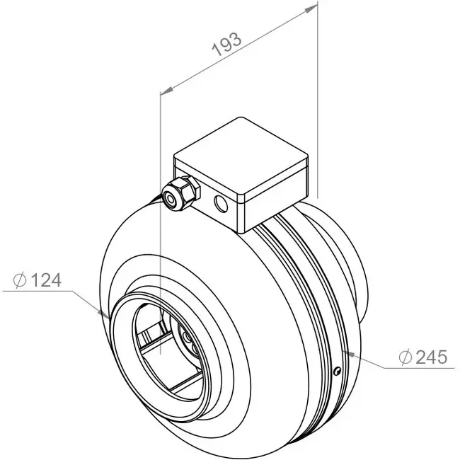 Extractor circular en línea Ruck 300m³/h - Ø 125 mm + regulador electrónico continuo 1,0 A