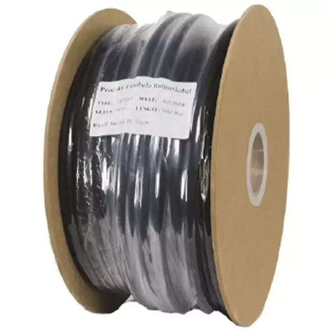 Cable de goma negro flexible 3 x 2,5 para uso en exteriores, rollo de 50 metros