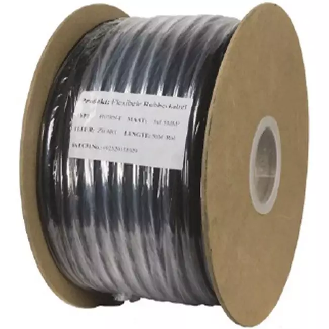 Cable de goma negro flexible 5 x 2,5 para uso en exteriores, rollo de 50 metros