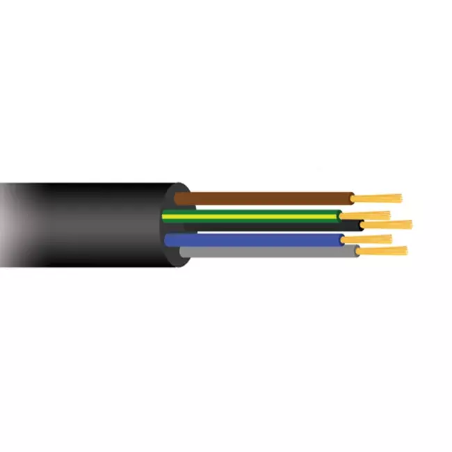 Cable de goma negro flexible 5 x 2,5 para uso en exteriores, rollo de 50 metros