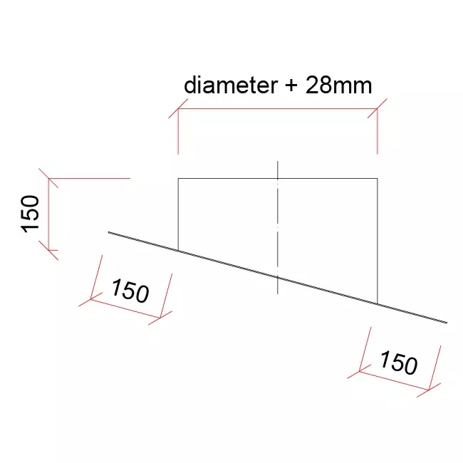 Placa adhesiva de aluminio Thermoduct para paso de tejado diámetro 125 mm - 15 grados