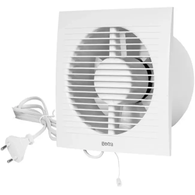 Extractor de baño Ø 100 mm blanco con interruptor de cuerda y enchufe - EE100WP