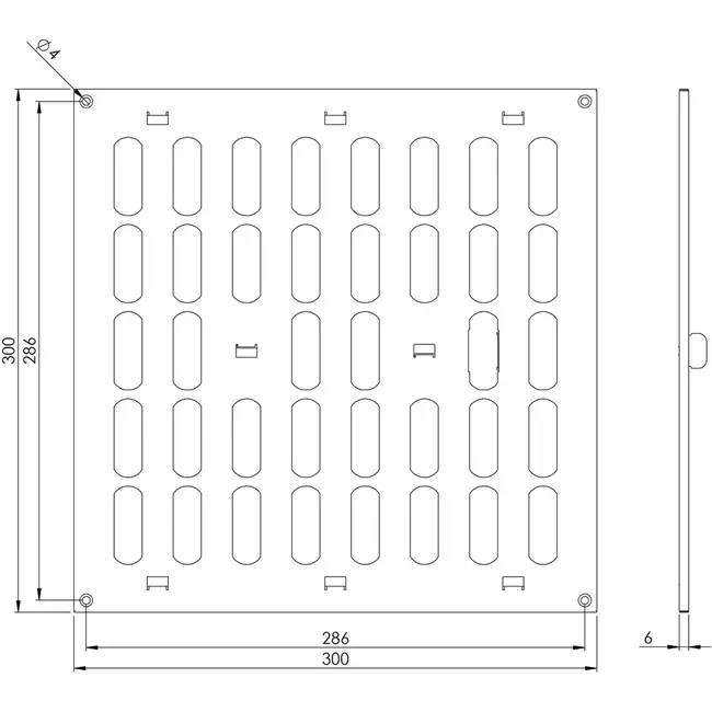 Rejilla metálica ajustable 300x300 negro - MR3030RM - RAL9005