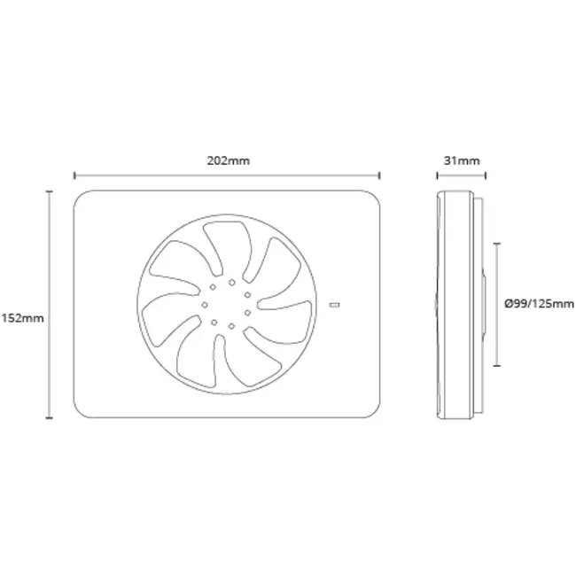 Extractor de baño Vent-Axia Lo-Carbon iQ de diseño plano Ø 100 - 125
