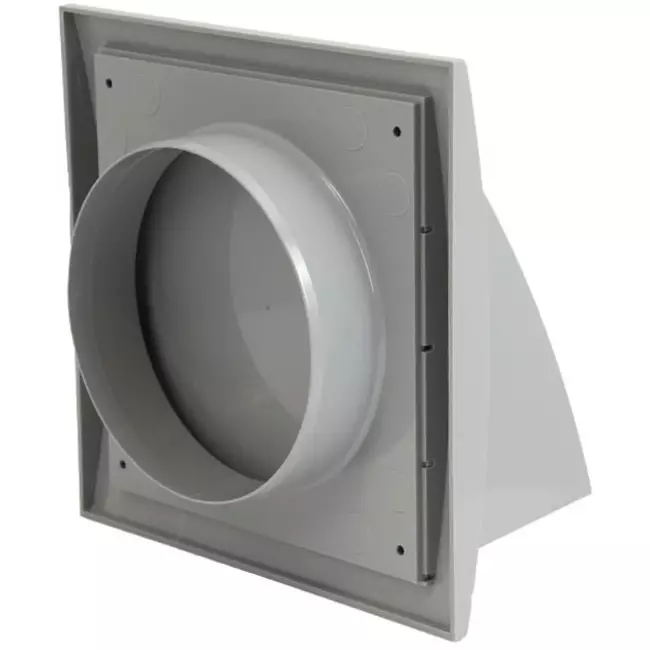 Rejilla de pared con válvula de no retorno 190x190 mm diámetro 125 mm gris - ND12FVP