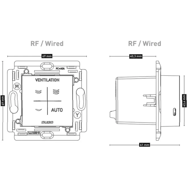Sensor de humedad ambiental Duco con mando RF/cable blanco