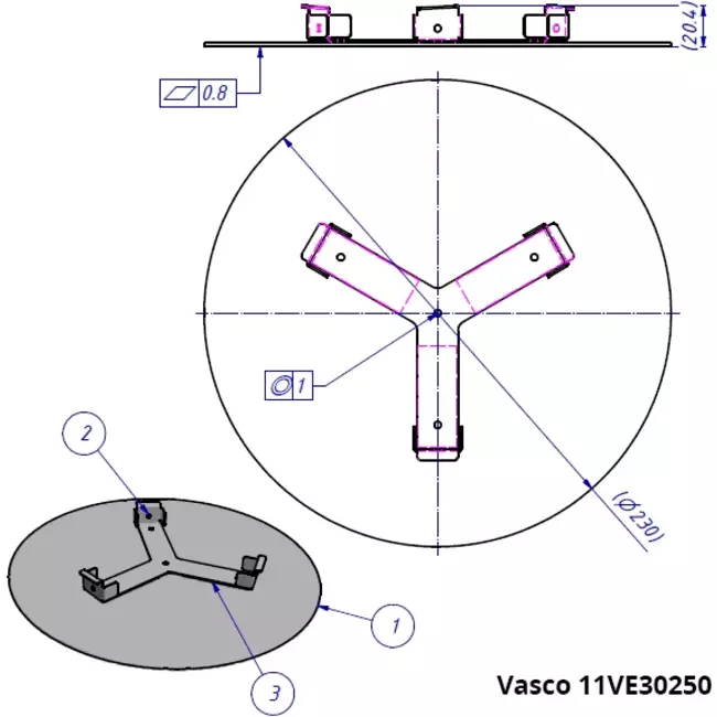 Válvula de techo o pared Vasco diseño lujoso redondo (incl. smiley)