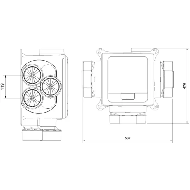 Vent-Axia Multihome AEP advance Paquete 368 m³/h Bluetooth + sensor de humedad + batería de control RFT + 4 válvulas - enchufe euro