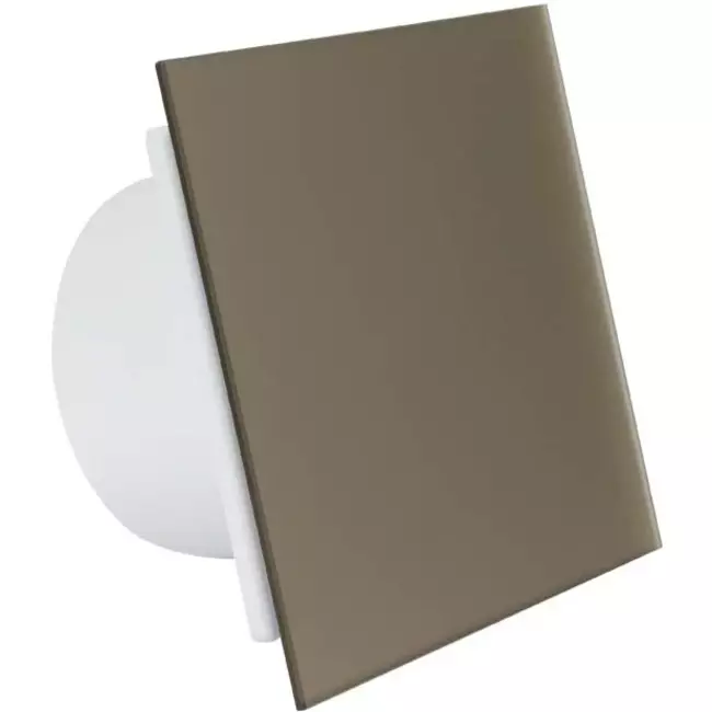 Extractor de baño de Ø 100 mm con temporizador y retardo de encendido - frontal de cristal en dorado satinado
