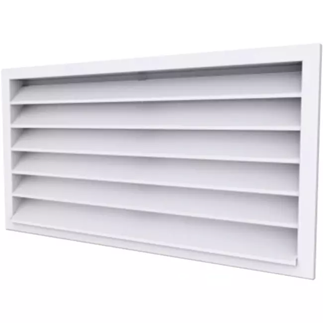 Rejilla exterior de aluminio 500x300 con aletas fijas - color mixto RAL 9003