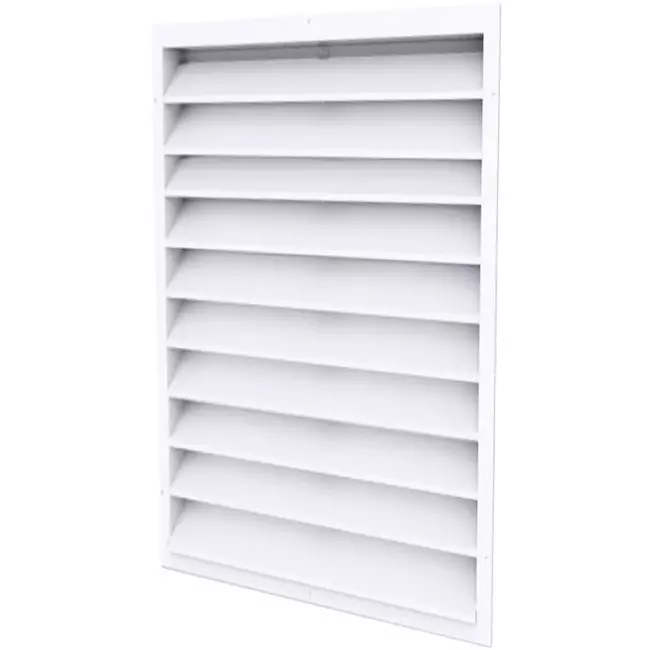 Rejilla exterior de aluminio 600x700 con aletas fijas - color mixto RAL 9003