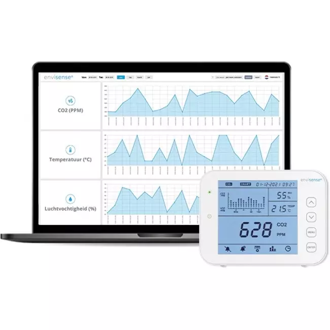 Medidor de CO2 EnviSense con registrador de datos - incluye panel de control digital