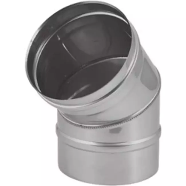 Tubo de estufa Ø 550 mm acero inoxidable curvatura 45° de pared simple
