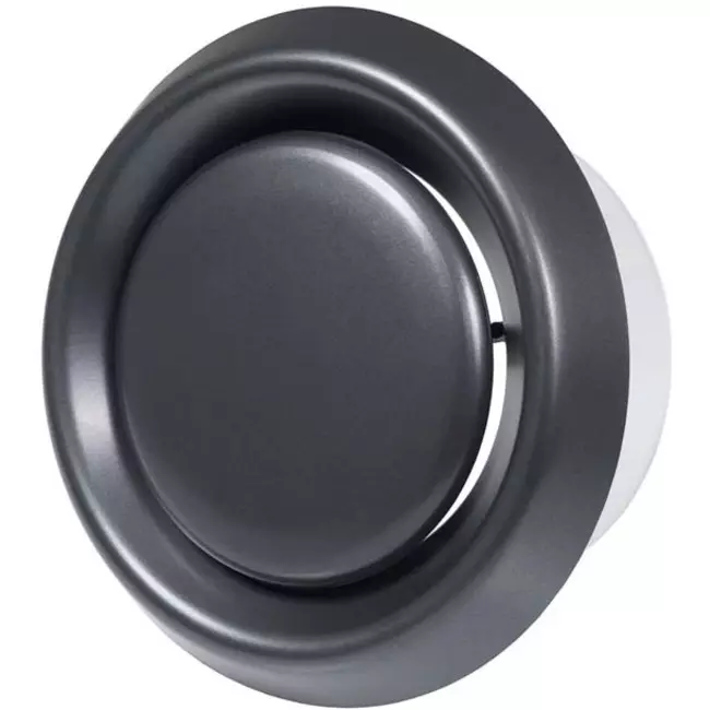 Válvula de ventilación de plástico negro antracita con manguito de montaje - Ø 100mm - VD100A