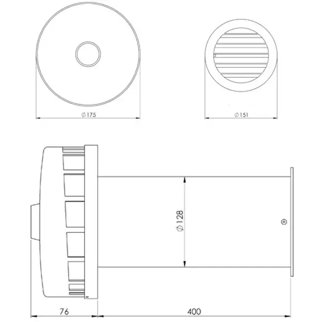 Pasamuros de ventilación aislado para ventilación natural diámetro 125 mm - SPK2-125