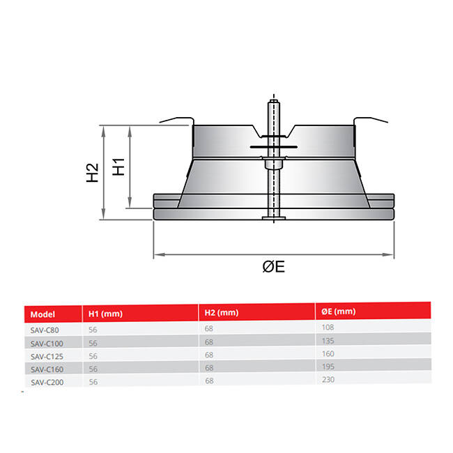 Válvula de escape de ventilación 80 mm con muelles metálicos - SAV-C80 RAL9010