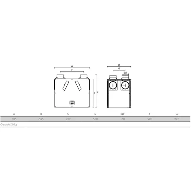 Vent-Axia ventilación mecánica con recuperación de calor Lo-Carbon Sentinel Kinetic B Plus R derecho 390 m³/h