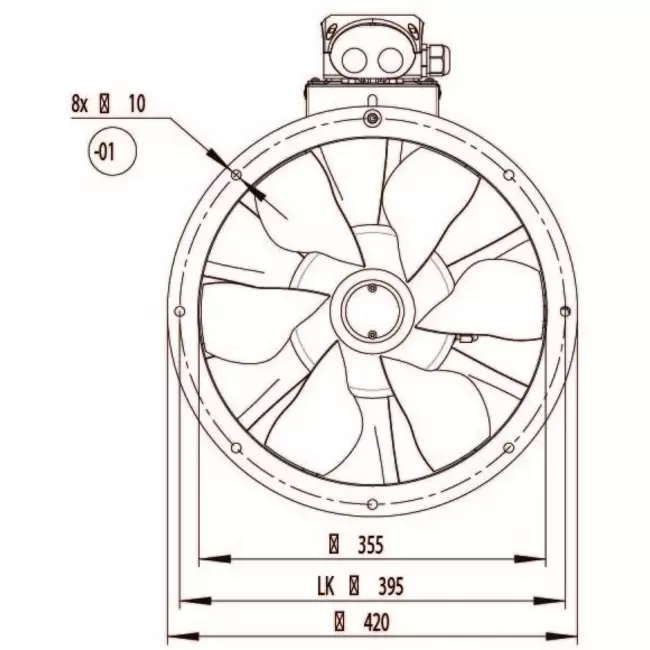 Ventilador axial de conducto 355mm - AL 355 D2 01