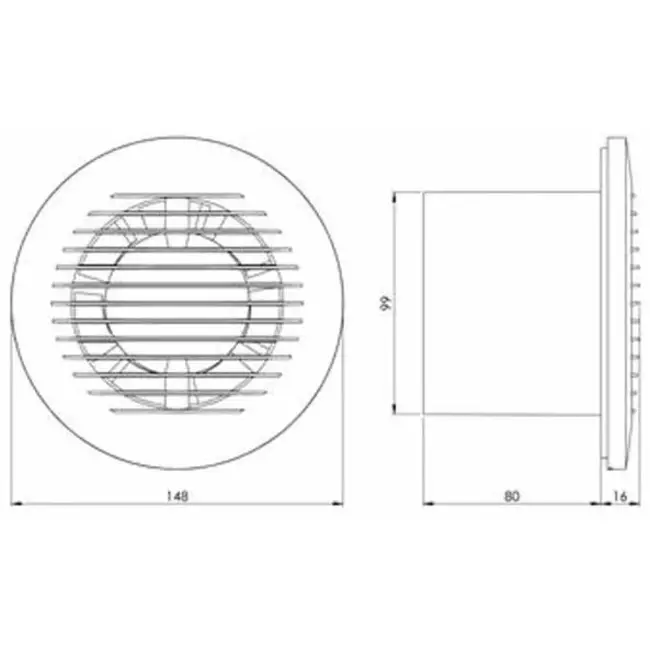 Extractor de baño redondo Ø 100 mm blanco - básico EA100