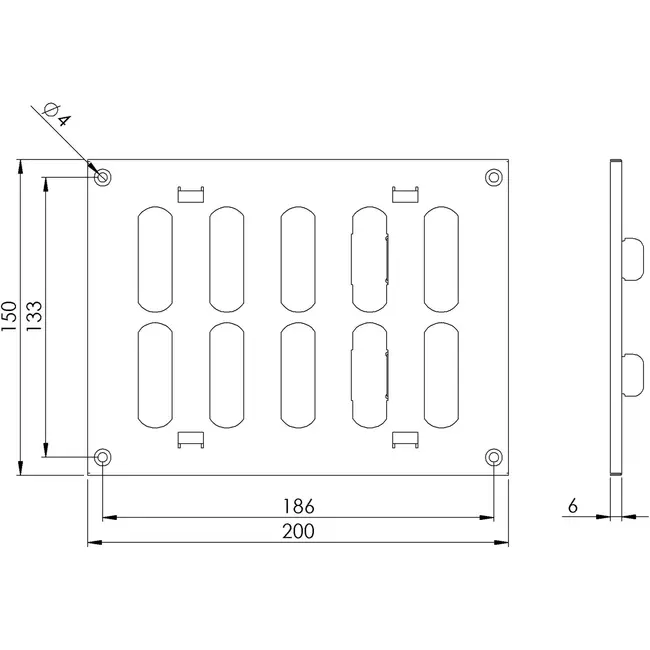 Rejilla metálica ajustable 200x150 negro - MR2015RM - RAL9005