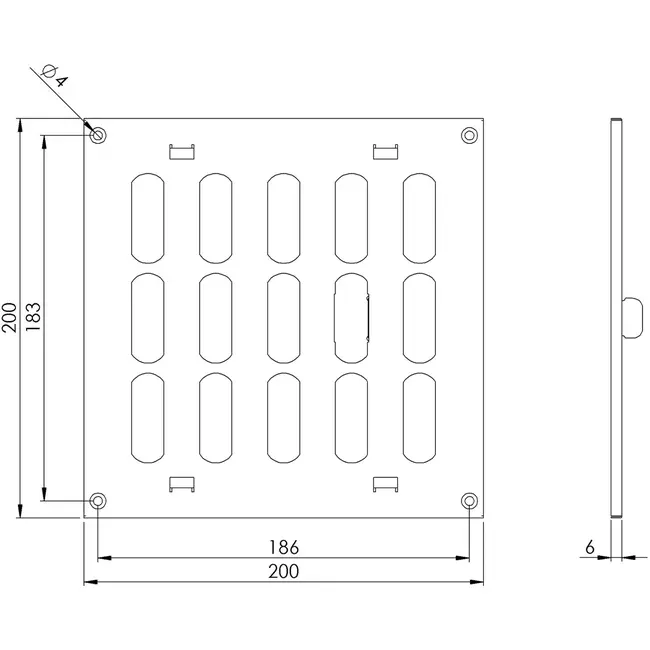 Rejilla metálica ajustable 200x200 mm blanco - MR2020R - RAL9016