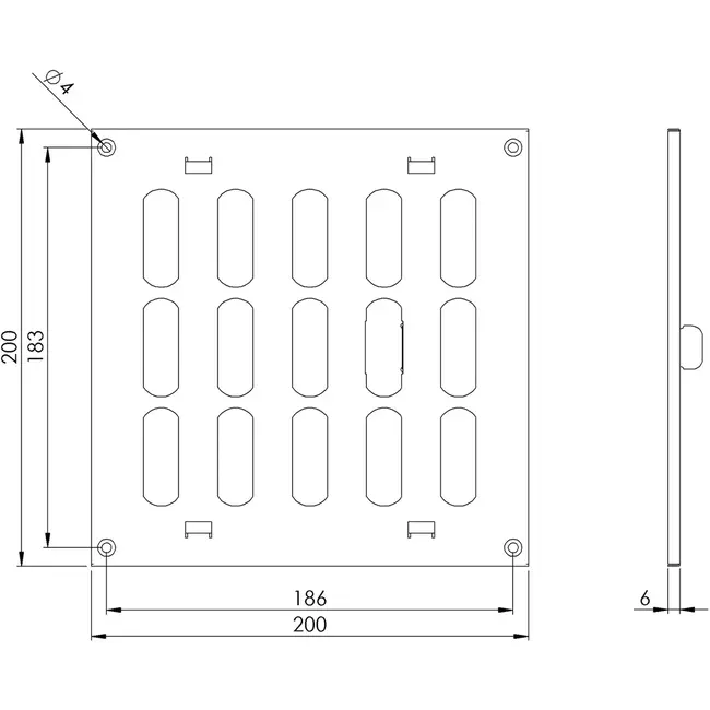 Rejilla metálica ajustable 200x200 galvanizada - MR2020RZn