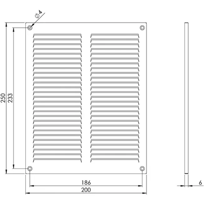 Rejilla metálica 200x250 mm galvanizada - MR2025Zn