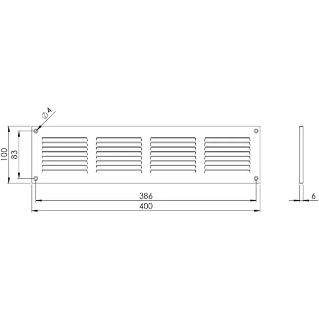 Ranura metálica rectangular 400x100 blanco - MR4010