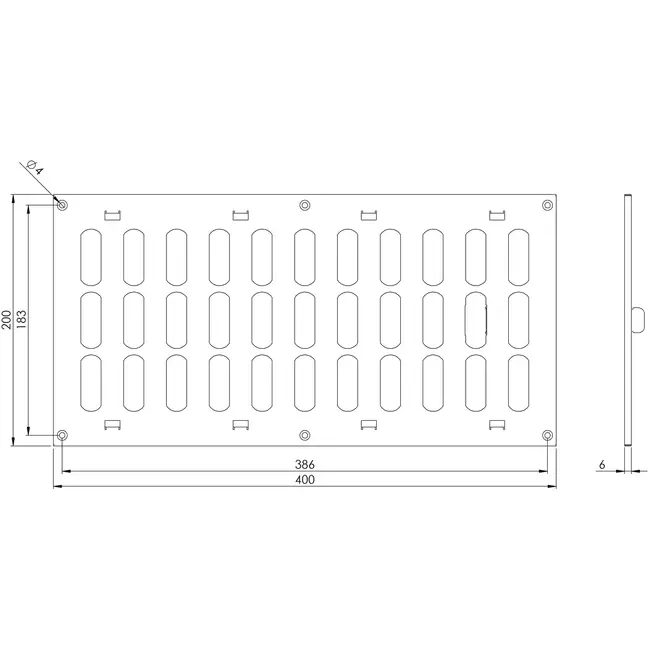 Rejilla metálica ajustable 400x200 mm blanco - MR4020R - RAL9016