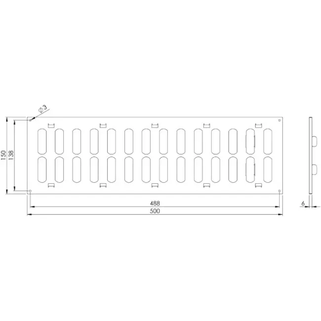 Rejilla metálica 500x150 mm blanco - MR5015