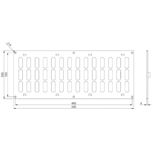 Rejilla metálica ajustable 500x200 mm blanco - MR5020R - RAL9016